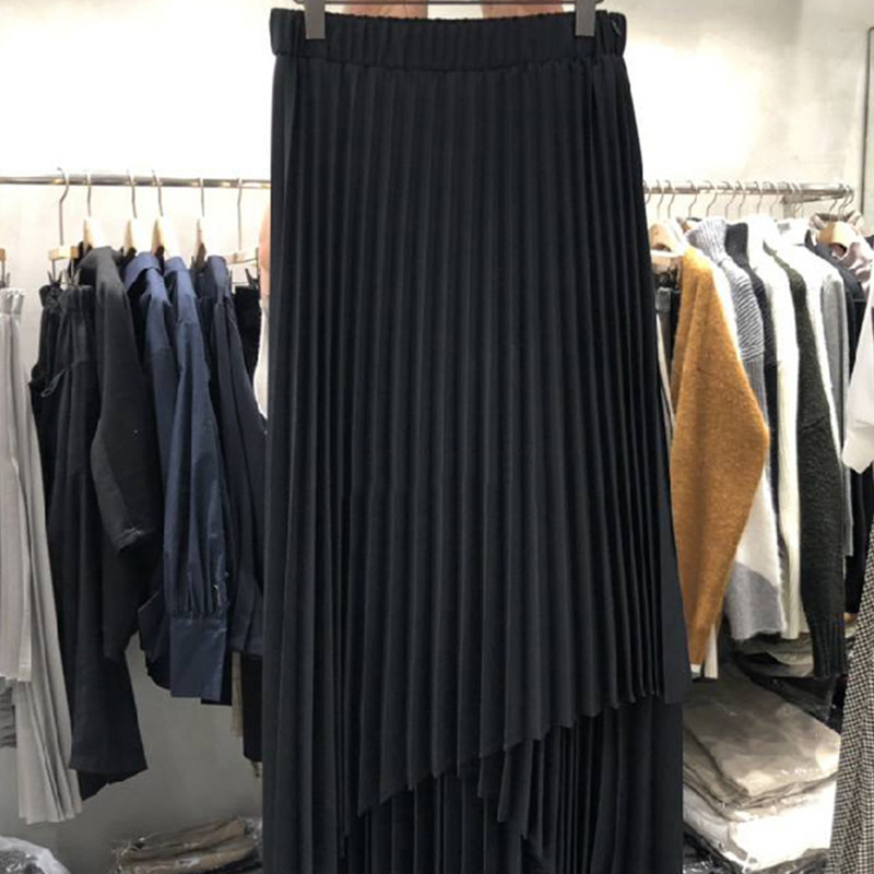 Nomikuma Spring Summer New Pleated Irregular Skirts High Waist A-line Elegant Women Skirts Causal Faldas Mujer Moda 6G507 210427