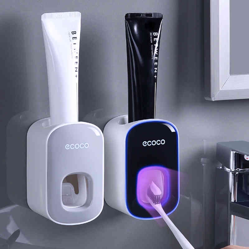 Automatic Toothpaste Dispenser Squeezer Toothpaste Tooth Dust-proof Toothbrush Holder Wall Mount Stand Bathroom Accessories