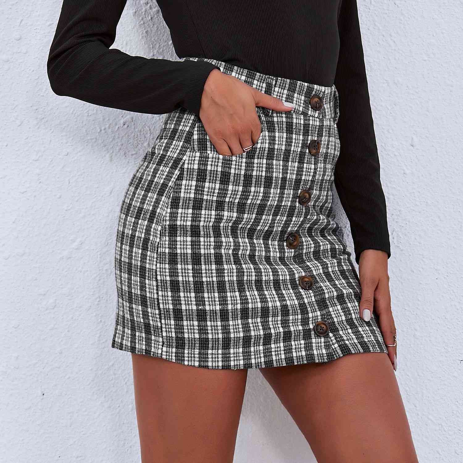 Spring Summer Plaid with Button Women's Skirt Sexy high waist female short skirts lady's mini stright bottoms 210524, Gray
Spring Summer Plaid with Button Women's Skirt Sexy high waist female short skirts lady's mini stright bottoms 210524, Gray