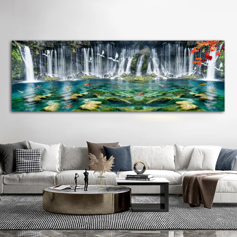 Waterfall Fish Posters Bedside Painting Home Decor Canvas Prints Landscape Wall Art Pictures For Living Room Big Size Cuadros