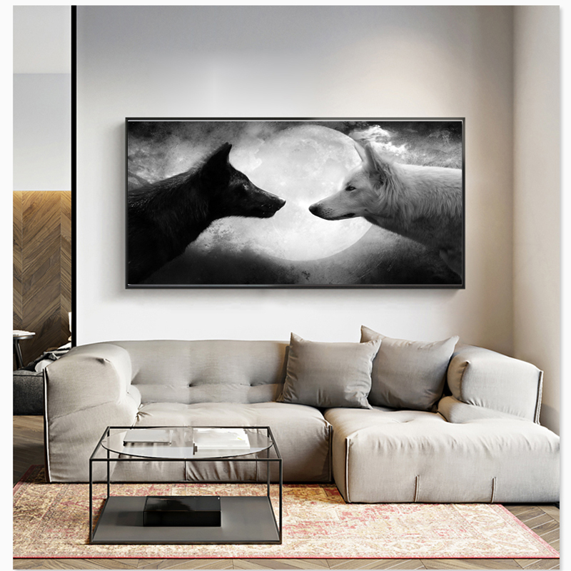 Black and White Wolf Canvas Painting Wall Art Posters Prints Animal Pictures For Living Room Decorative Home Decor