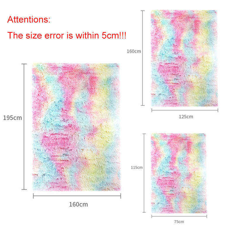 Double Layer Blanket Winter Cozy Warm Long Plush Rainbow Throw Blanket For Sofa Bed Colorful Furry Fluffy Tie Dye Bedspread 211227