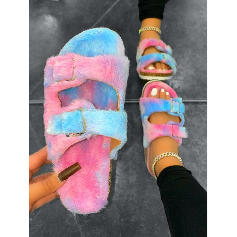 2021 spring and autumn new fashion sexy plush double buckle open toe hollow outdoor slippers Flat bottom solid color plus size, Blue
2021 spring and autumn new fashion sexy plush double buckle open toe hollow outdoor slippers Flat bottom solid color plus size, Blue