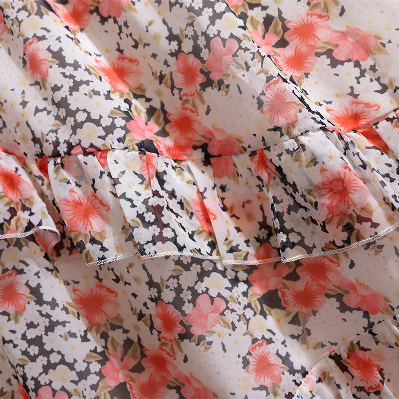 Ladies Spring Summer Plus Size Long Skirt For Women Large A-line Ruffle Floral Print Flower Skirts 3XL 4XL 5XL 6XL 210621