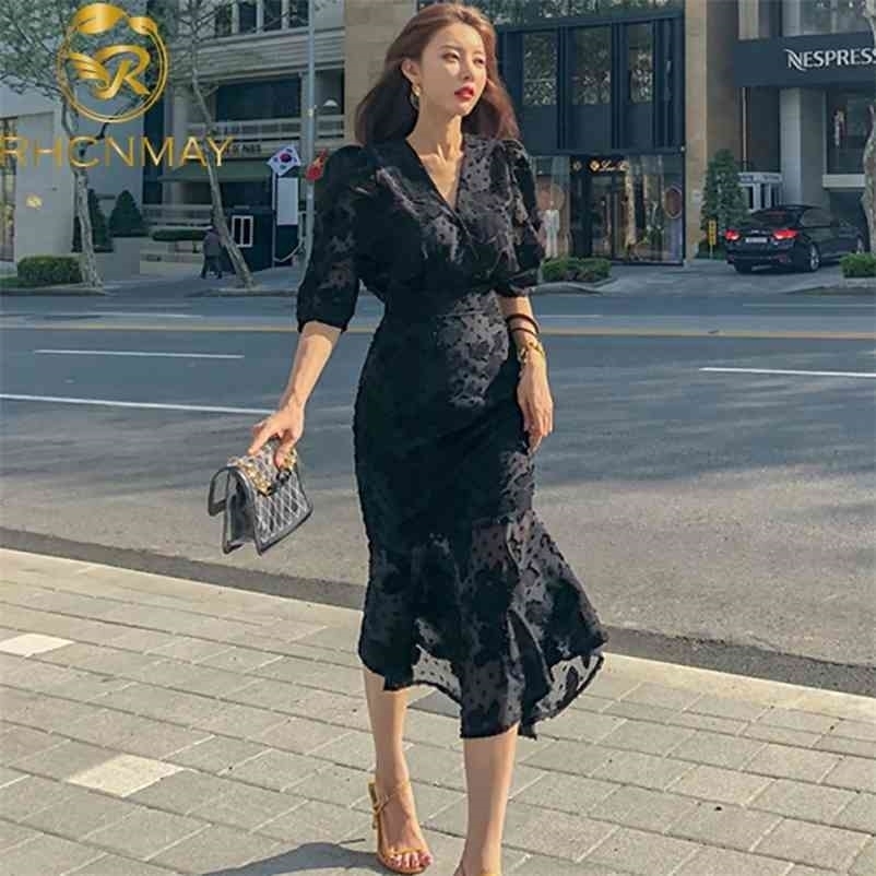 Spring Korean Style Office Ladies Midi Mermaid Dress Women Chiffon Three Quarter Sleeve Bodycon Ruffles Party Dresses 210520, Black
Spring Korean Style Office Ladies Midi Mermaid Dress Women Chiffon Three Quarter Sleeve Bodycon Ruffles Party Dresses 210520, Black