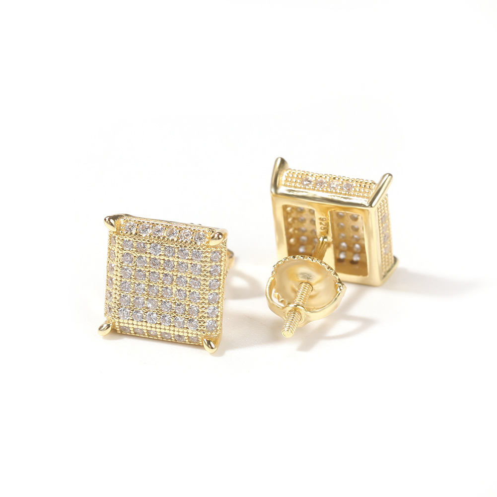 Designer Men Earrings Hip Hop Ear Stud Fashion S925 Women Earring Sterling Silver Man Earings Classic Zircon Studs Bling Rapper Ro