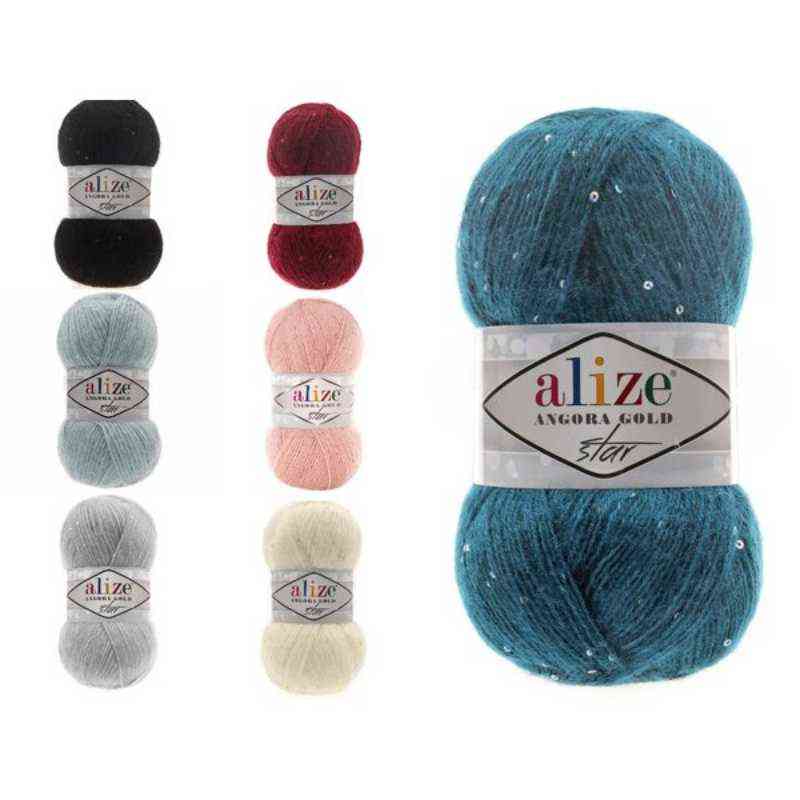 Alize Angora Gold STAR Yarn Sequin Glitter Beads Sparkle Shine Paillette Spangle Mink Merino Mohair Alpaca Wool Knitting Crochet Y1028
Alize Angora Gold STAR Yarn Sequin Glitter Beads Sparkle Shine Paillette Spangle Mink Merino Mohair Alpaca Wool Knitting Crochet Y1028