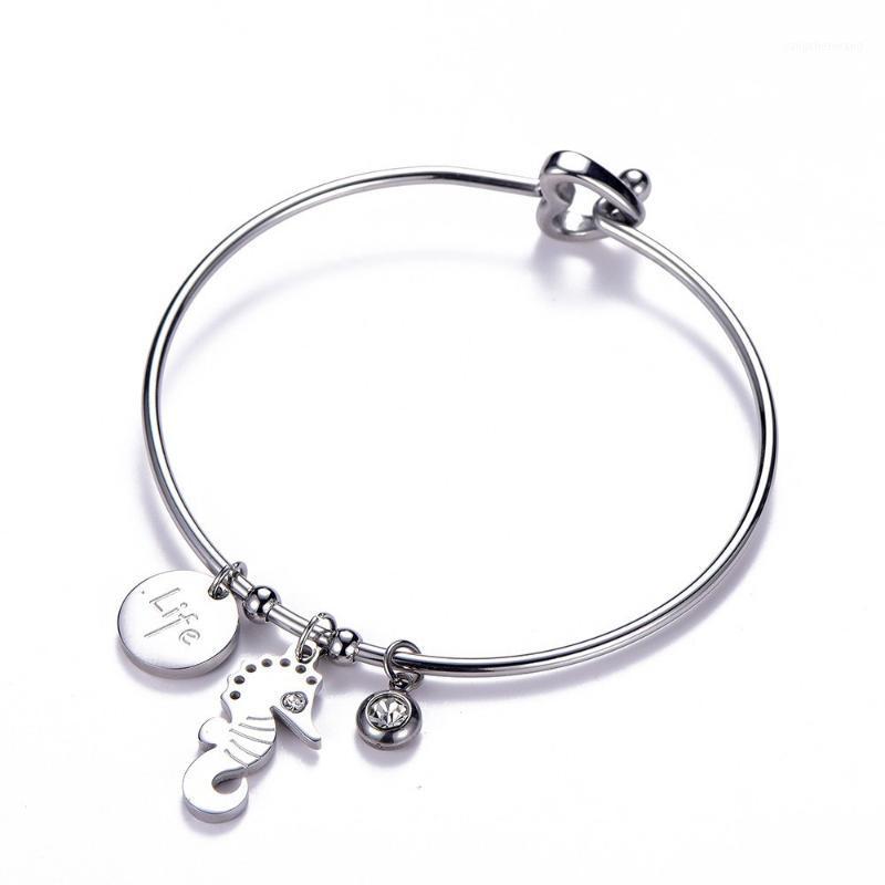 Crystal Seahorse Round Pendant Bracelet Bangle For Women Love Heat Buckle Stainless Steel Jewelry Girls Gift Pulseiras
Crystal Seahorse Round Pendant Bracelet Bangle For Women Love Heat Buckle Stainless Steel Jewelry Girls Gift Pulseiras