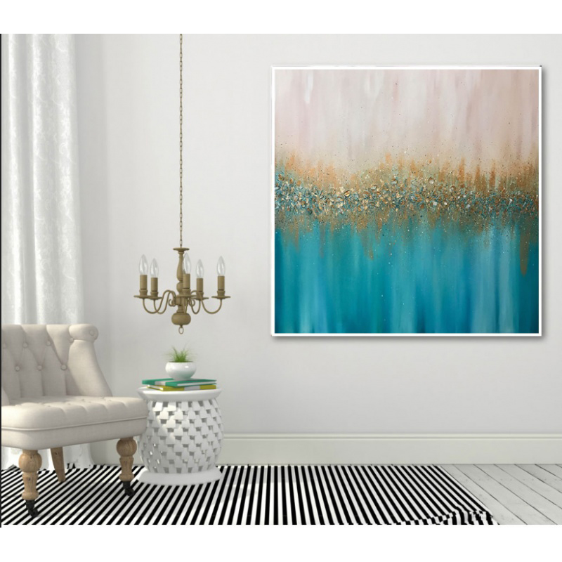 Blue Abstract Art Canvas Painting Gold Color Posters and Prints for Living Room Wall Modern Decorative Paintings