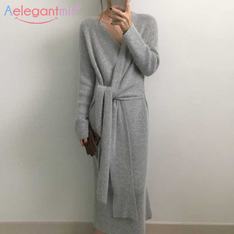 Aelegantmis V Neck Knitted Dress Women Casual Lace Up Criss Cross Sweater Dresses Elegant Loose Long Sexy Vestidos Mujer Korean 210607, Black
Aelegantmis V Neck Knitted Dress Women Casual Lace Up Criss Cross Sweater Dresses Elegant Loose Long Sexy Vestidos Mujer Korean 210607, Black
