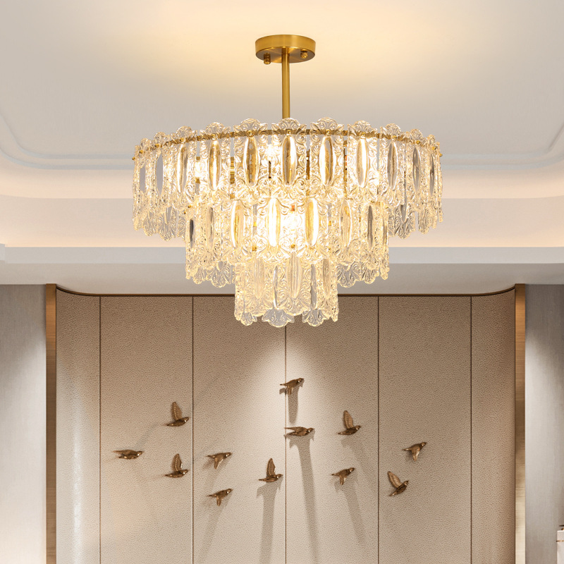 American Modern Glass Ceiling Lights Fixture LED Light European Romantic Crystal Hanging Lamp Luxury Bed Lvining Dining Room Home Indoor Lighting