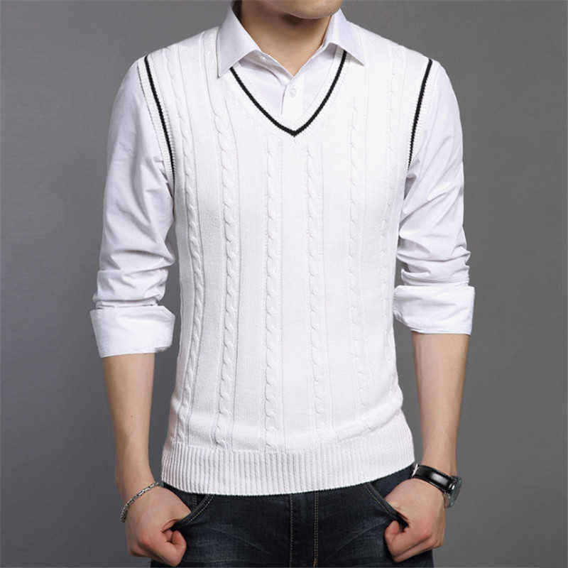 Sweater men Spring Autumn Male Sleeveless Pullover Male Jacket Slim Fit Casual Knitted Plus Size Woolen Sweaters Vest Y0907
