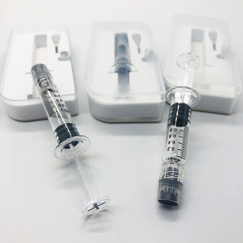 1ml vape cartridge premium extract oil glass syringe packaging bag sterile borosilicate tank lure lock measurement mark clear plunger syringes injector needles