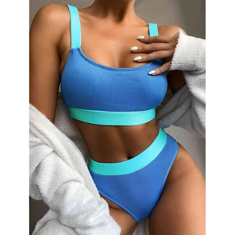 High Waist Bikini Sexy Swimwear Women Push Up Swimsuit Female Patchwork Bathing Suits Summer Beach Wear Set Lady 210521