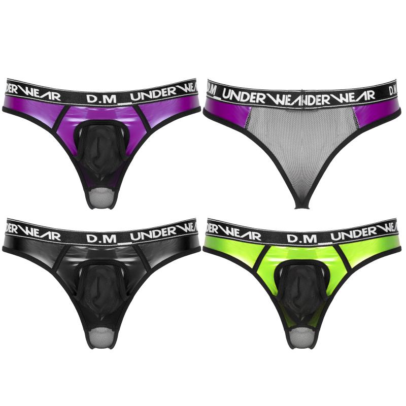 Women's Panties Swimwear Men See-through Mesh Bulge Pouch Briefs Glossy Patent Leather Patchwork Thongs Low Waist Underwear, Black
Women's Panties Swimwear Men See-through Mesh Bulge Pouch Briefs Glossy Patent Leather Patchwork Thongs Low Waist Underwear, Black