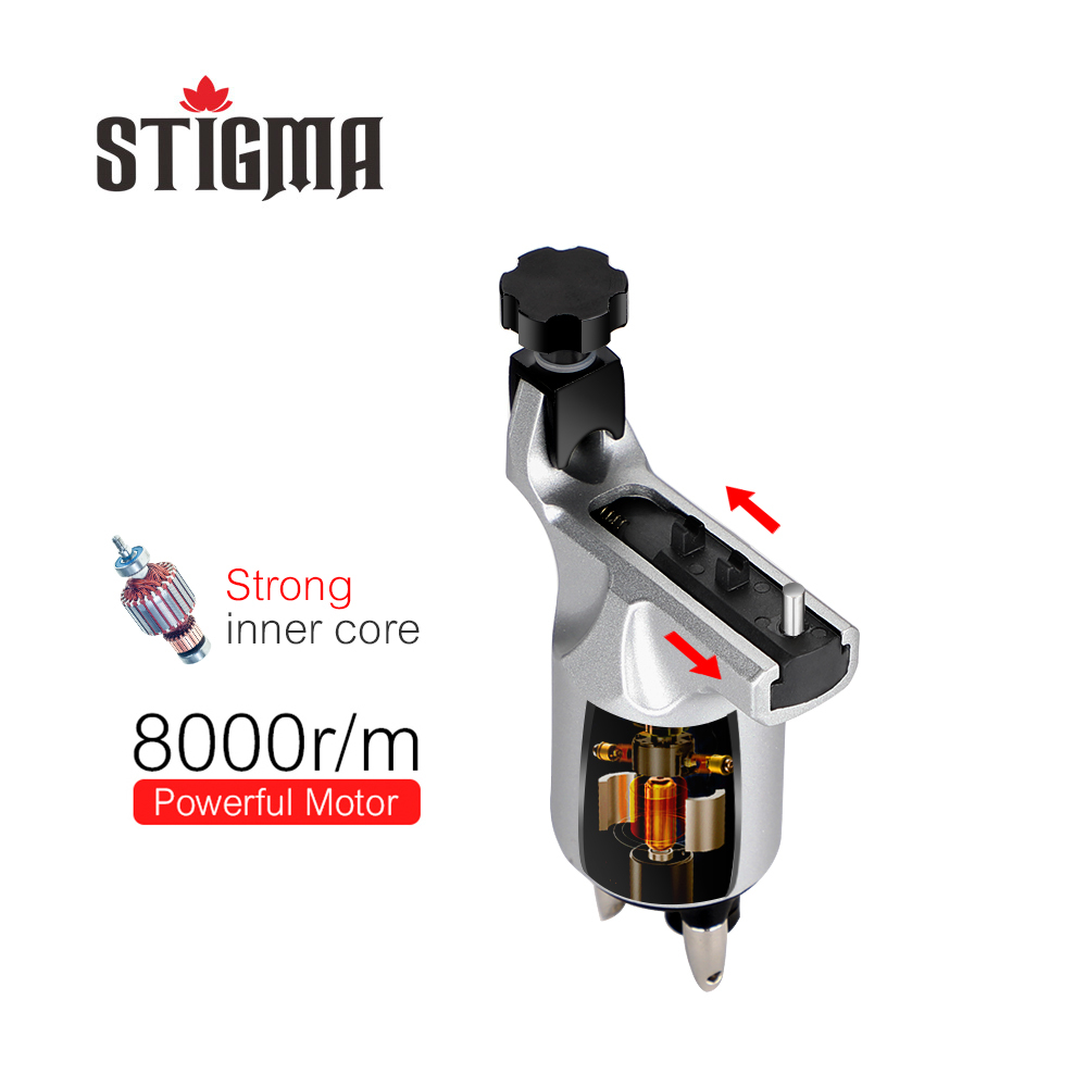 Stigma Rotary Tattoo Machine Gun with Motor DC Kabel and Clip-cord for Tattoo Supply Liner and Shader Maschine M648 210324