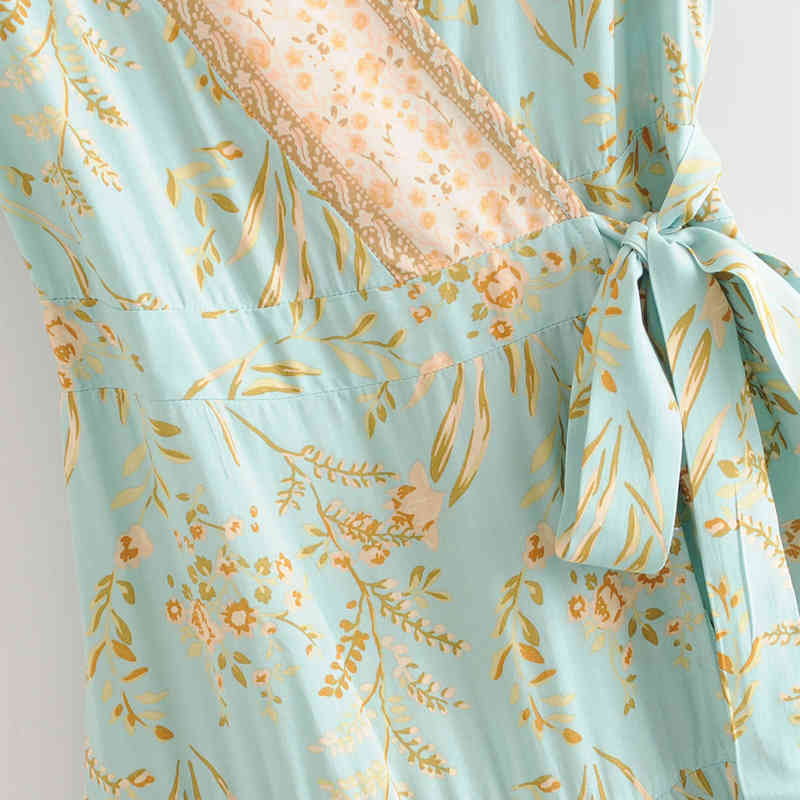 beauty Fashion Boho Deep V-neck Wrap Dress Women Holiday Summer Print Beach Mini Dresses Mujer Vestido De Moda 210514