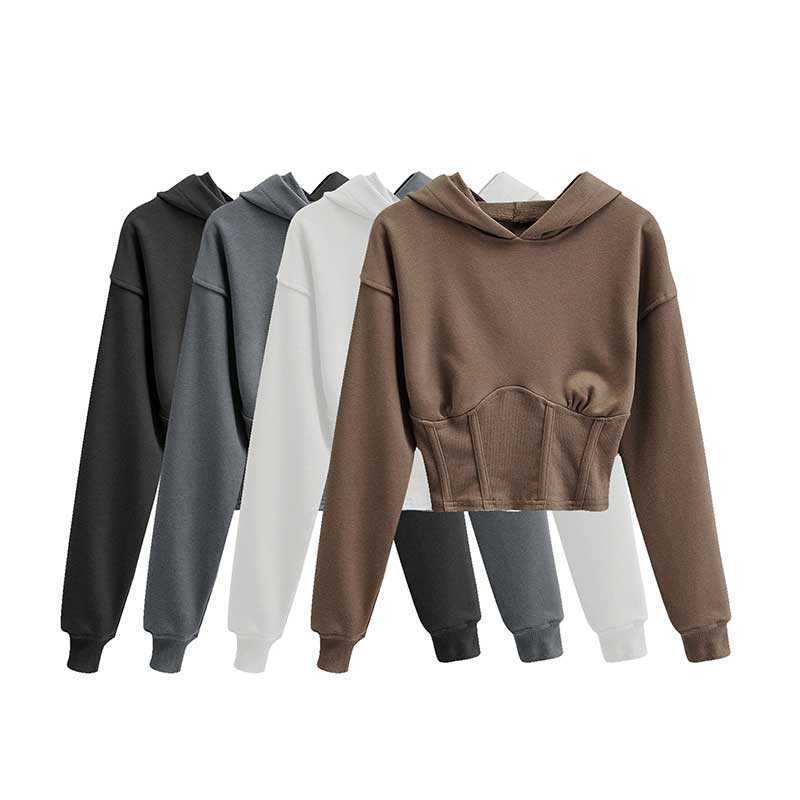 Spring Summer Streetwear Short Sweatshirt Women's Slim Waist Pullover Hoodies 210615