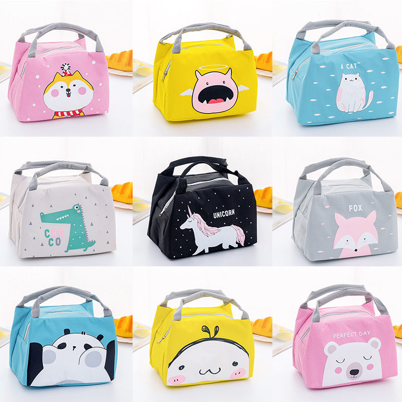 Insulated Cooler Bags Portable Women Kids Lunchbox Cartoon Animal Picnic Supplies Lunch Bag 1PC Lunch Box Tote