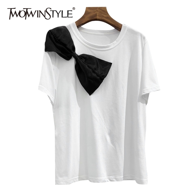 TWOWINSYLE Casual emperament Shirt For Women O Neck Short Sleeve Patchwork Bow Joker White Shirts Female Fashion ide 210524, Black
TWOWINSYLE Casual emperament Shirt For Women O Neck Short Sleeve Patchwork Bow Joker White Shirts Female Fashion ide 210524, Black