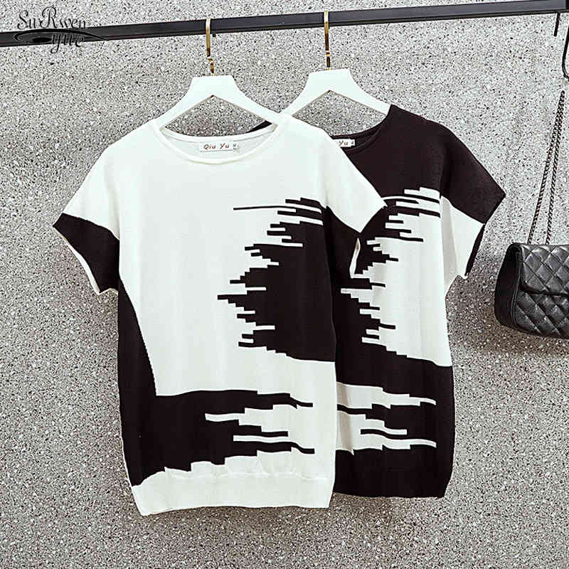 Slightly Big MM Ice Silk Knit Sweater Loose Fashion Age Reduction Bat Shirt Large Size Women's Summer Short Sleeve 14332 210521, White
Slightly Big MM Ice Silk Knit Sweater Loose Fashion Age Reduction Bat Shirt Large Size Women's Summer Short Sleeve 14332 210521, White