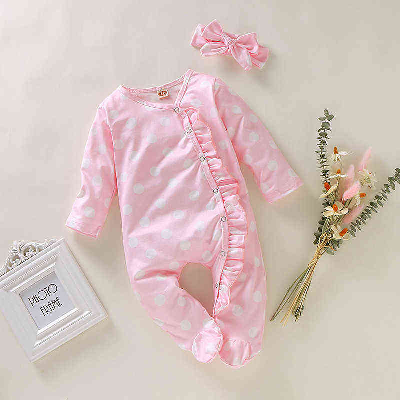 Newborn Baby Girl Clothes 0 3 6 9 Months Vintage Floral Cotton Lace Ruffle Infant Romper Spring Baby Girl Jumpsuit Set Outfit G1221
