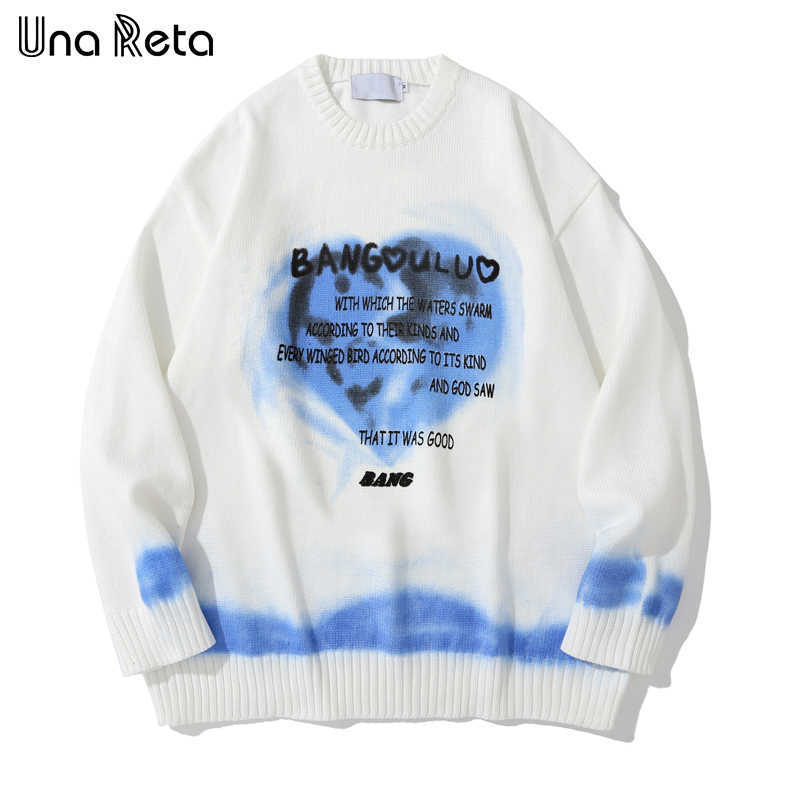 Una Reta Sweater Men Hip Hop Tie-dye print Streetwear Men Casual Pullover Tops Autumn Winter Harajuku Men Loose Sweater 210929