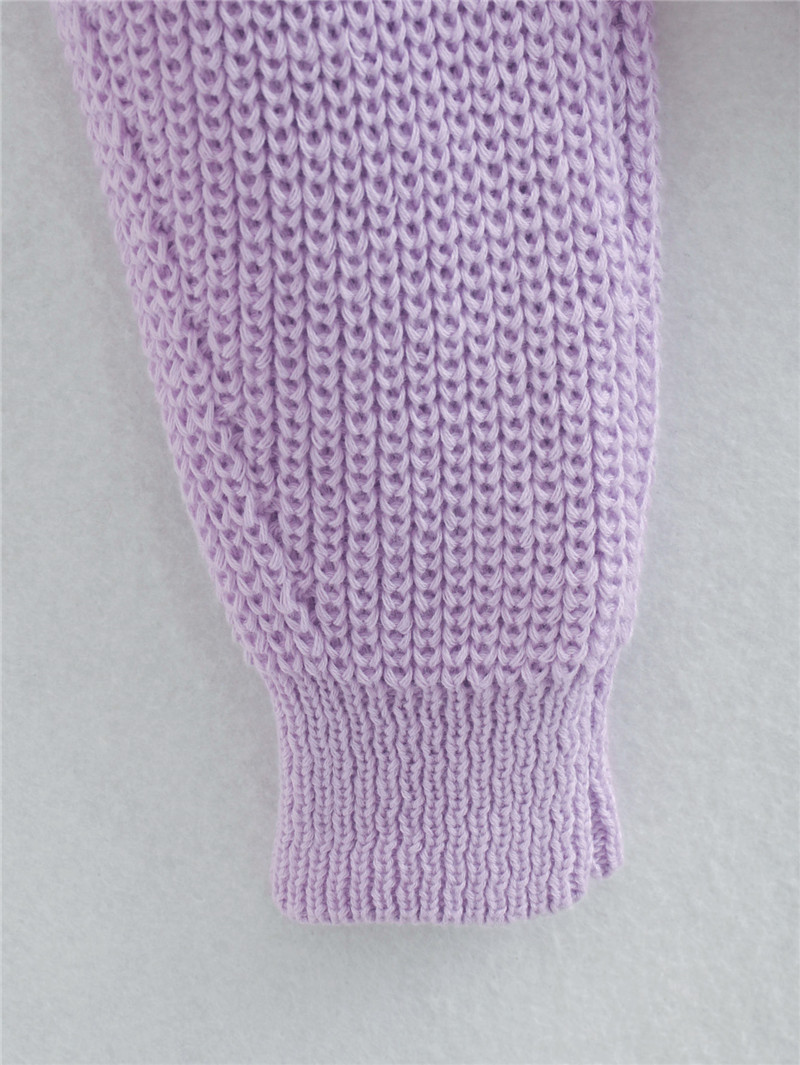 Purple drop-shoulder sleeves V-neck thin slim solid stretch autumn winter knitted sweaters cardigans for woman 210508