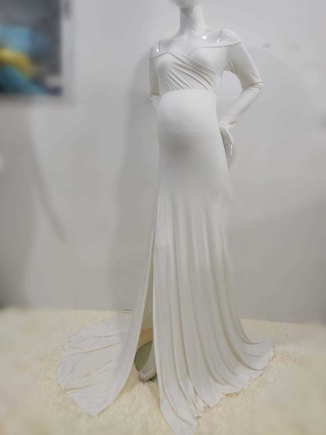 Sexy Shoulderless Maternity Dresses For Photoshoot Gown Baby Shower Women Pregnant Photography Clothes Long Pregnancy Dress R230519