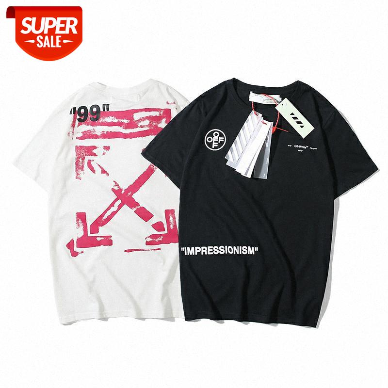 off short-sleeved T-shirt OW white round neck back red rendering arrow tide brand men and women bottoming shirt #JD83, White;black
off short-sleeved T-shirt OW white round neck back red rendering arrow tide brand men and women bottoming shirt #JD83, White;black