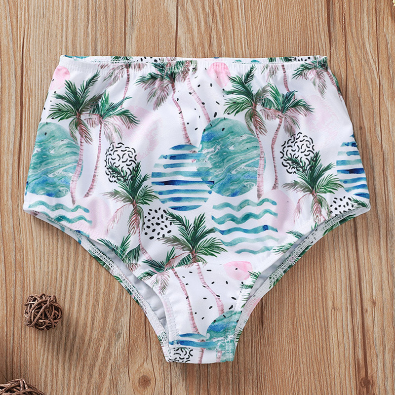Summer Baby Girls Clothes Swim Fashion Girl Two-Pieces Halter With Coconut Flower Print Pantsuit Bathing Suit Kids Clothing