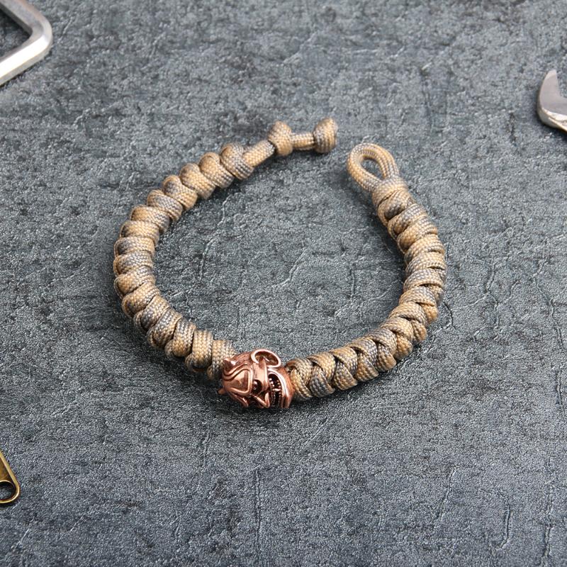 Charm Bracelets UBEAUTY Men's Nylon Personality Skull Shape Copper Trendy Cuff Pulseira Masculina Jewelry Bohemia Rope Bracelet
