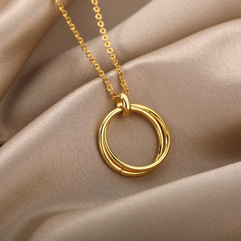 Pendant Necklaces Gothic Dual Circle Necklace For Women Men Stainless Steel Gold Chain One Piece Choker Jewelry Accessories Colar
Pendant Necklaces Gothic Dual Circle Necklace For Women Men Stainless Steel Gold Chain One Piece Choker Jewelry Accessories Colar