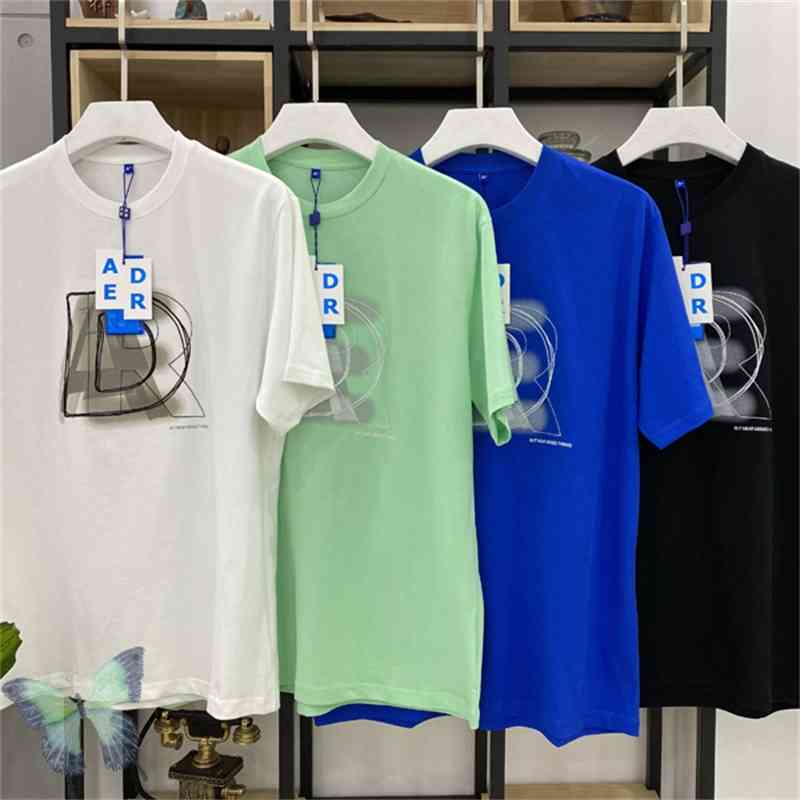 Ader T-shirt Men Women 3D Sketch Overlapping Letters Error T Shirt Top Quality with Original Tag Bag 210629