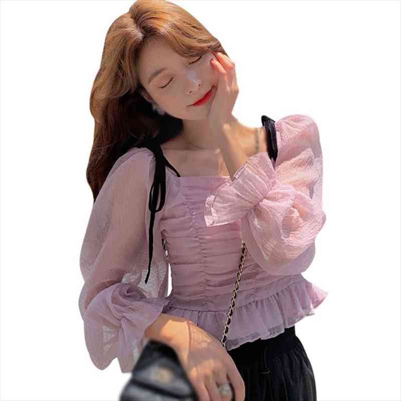 womens fashion floral print slash neck blouses sweet chiffon long sleeve shirt, White 
womens fashion floral print slash neck blouses sweet chiffon long sleeve shirt, White