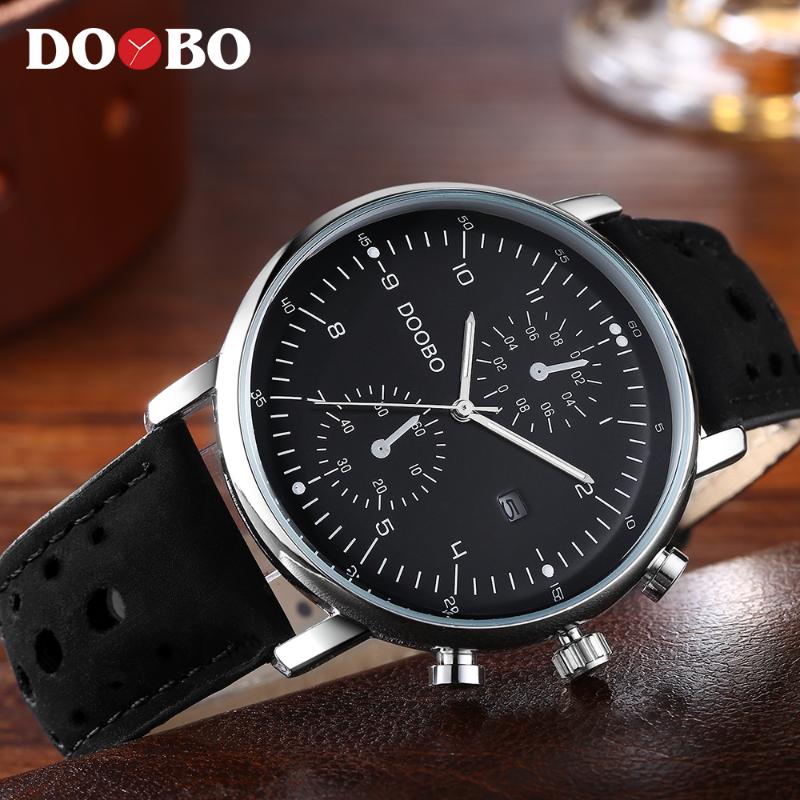 Wristwatches Men Sport Watches DOOBO Luxury Top Brand Quartz For Waterproof Auto Date Leather Relogio Masculino, Black black 
Wristwatches Men Sport Watches DOOBO Luxury Top Brand Quartz For Waterproof Auto Date Leather Relogio Masculino, Black black