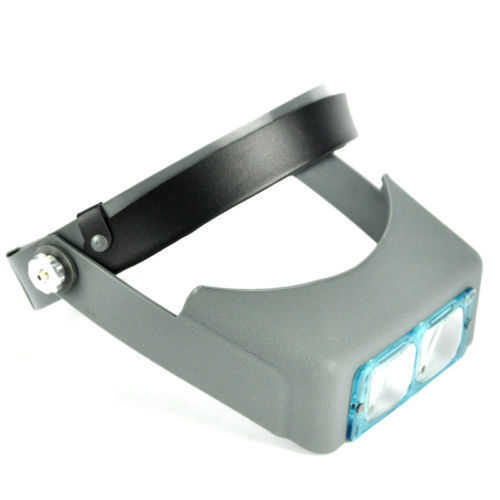 4 Lens Binocular Magnifier Optivisor Headset Light Lamp Head Band Set 4x Lighted Magnifying Glass Eye Loupe Watch Repair Welding Car