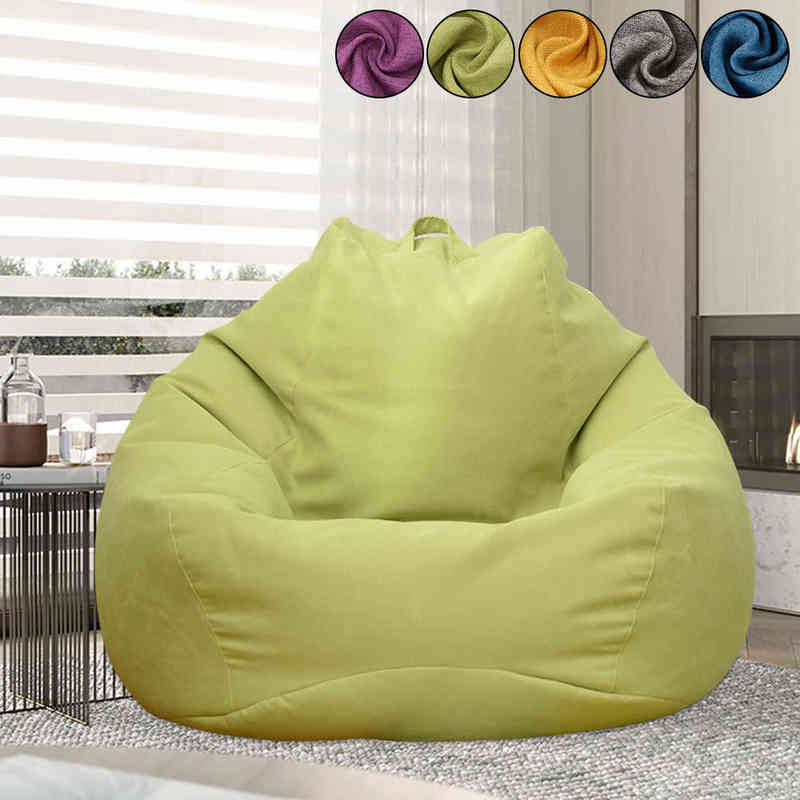 Lazy Sofa Cover Solid Chair Covers Without Filler Linen Cloth Lounger Seat Bean Bag Pouf Puff Couch Tatami Living Room Beanbags 220112