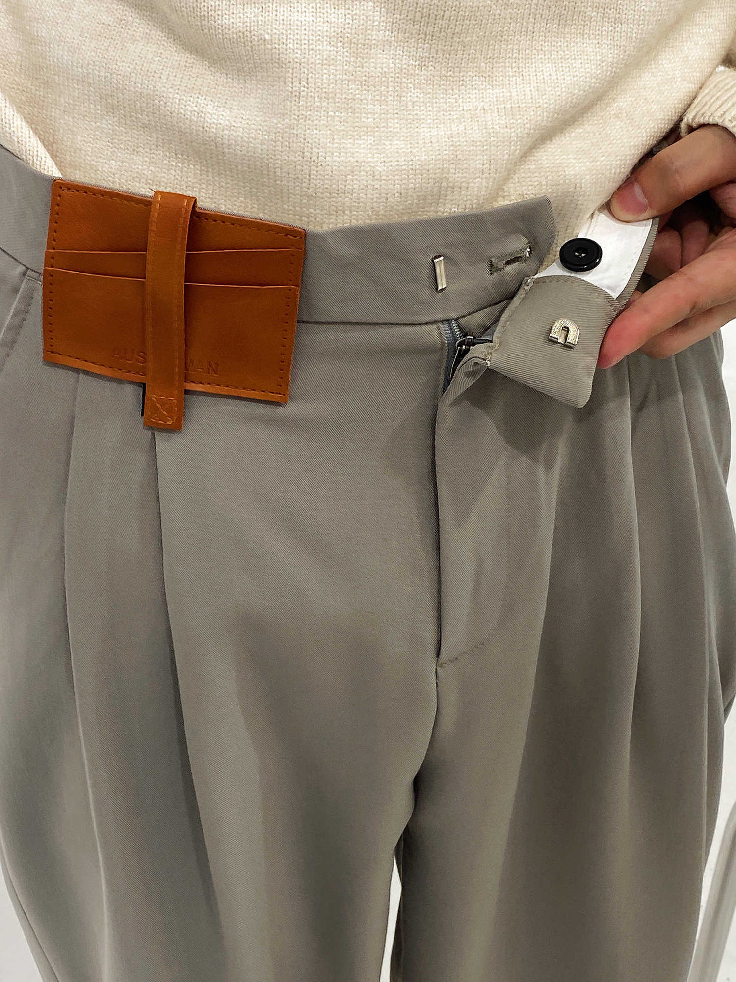 IEFB Men's Loose Color Block Pathcowrk High Waist Slim Casual Suit Pants Black Gray Wide Leg Front Folded Trouser Male 9Y5098 210810