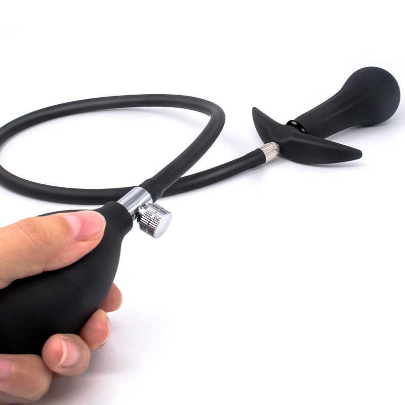 Metal Anal Balls Inflatable Butt Plug Large Tube Pussy Vaginal Decoration Adult Sex Toys For Men Women Buttplug 211015