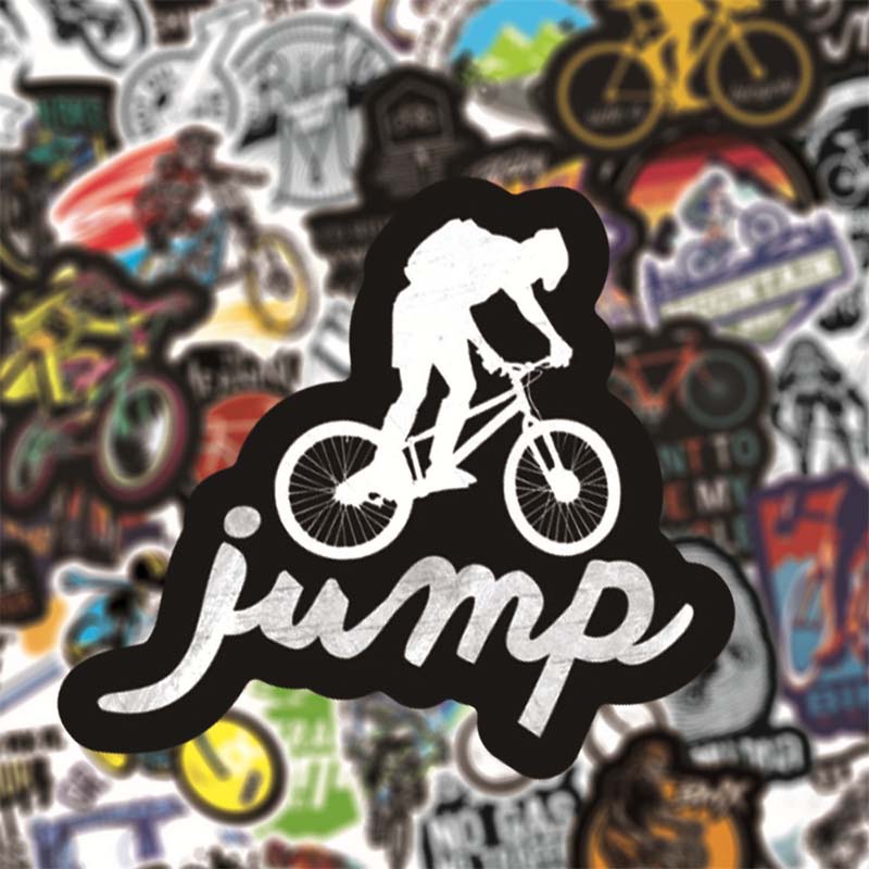 Outdoor Bicycle Design Car Stickers For Mountain Bike Riding Travel Luggage Car Skateboard Jump Motion Colorful Waterproof Decals