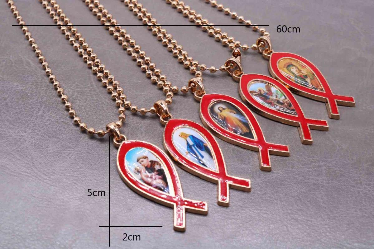 Pendant Necklaces Jesus Cross Necklace, Colored Fish. Fish Rosary Necklace. Fashion Long Chain. Holiday Gift
Pendant Necklaces Jesus Cross Necklace, Colored Fish. Fish Rosary Necklace. Fashion Long Chain. Holiday Gift