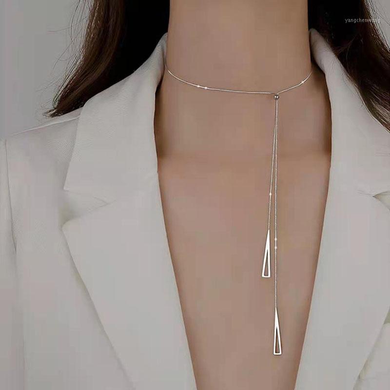 Chains VJGYHO 925 Sterling Silver Fashion Adjustable Triangle Long Necklace For Women Temperament Clavicle Chain Choker Jewelry
Chains VJGYHO 925 Sterling Silver Fashion Adjustable Triangle Long Necklace For Women Temperament Clavicle Chain Choker Jewelry