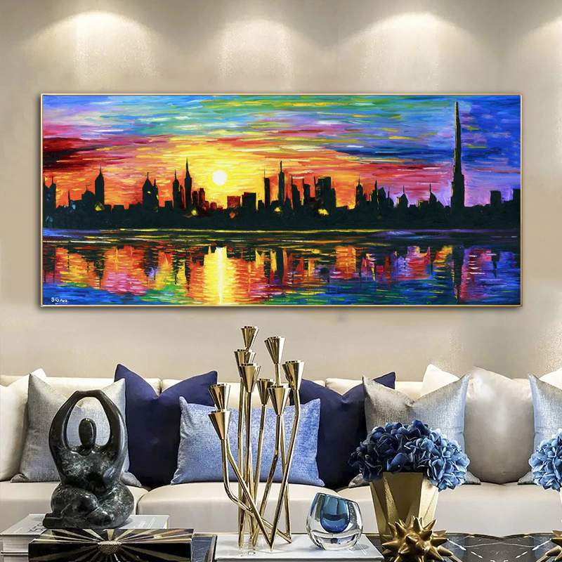 Knife Painting Colorful Oil Painting Printed On Canvas Abstract Wall Art For Living Room Modern Home Decor Landscape Pictures