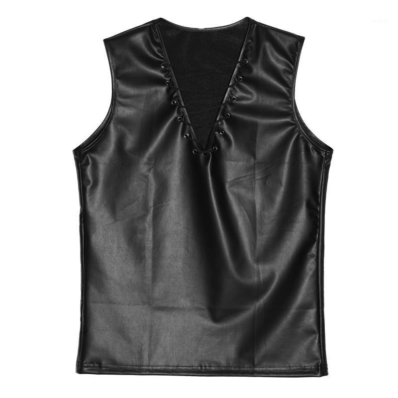 Men Crop Tops Wet Look Faux Leather Lace-up T-shirt V Neck Sleeveless Tanks Top Sexy Party Clubwear Stage Performance Costumes Bras Sets, Black
Men Crop Tops Wet Look Faux Leather Lace-up T-shirt V Neck Sleeveless Tanks Top Sexy Party Clubwear Stage Performance Costumes Bras Sets, Black