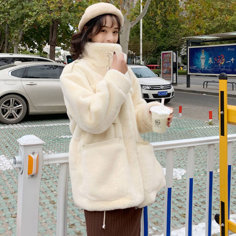 Wonder High-end Fashion Faux Fur Coat Vintage Women Plush Warm Jacket Casual Female Mink Thick Outwear 210510