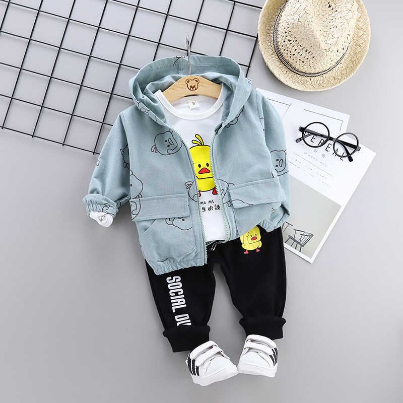 0-4 years High quality boy clothing set autumn sport active cartoon kid suit children baby coat+T-shirt+pant 210615
