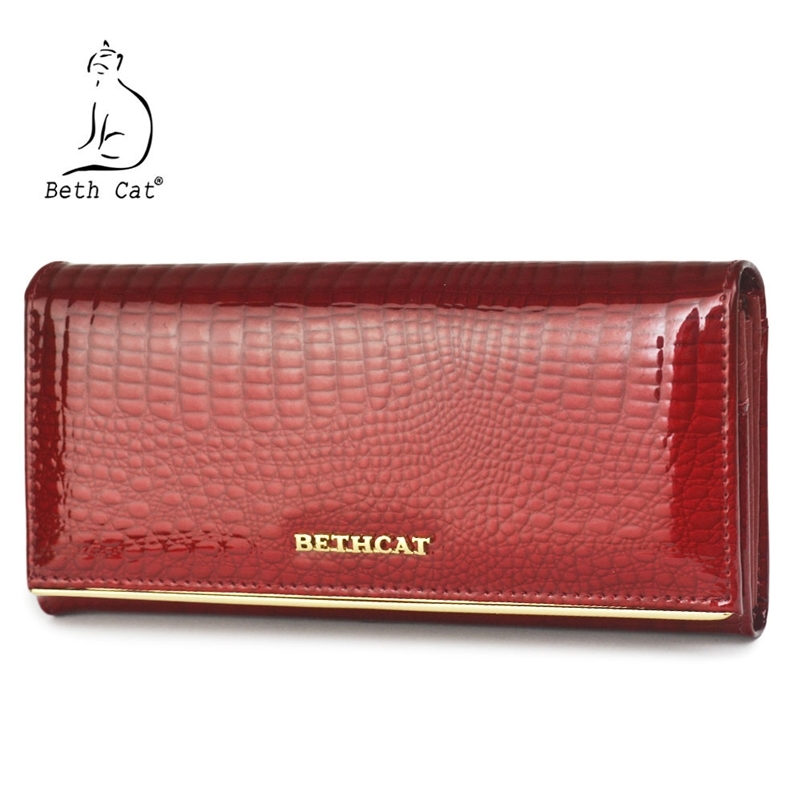 

Beth Cat Women Wallet and Purses Genuine Leather Female Coin Card Holder Purse Ladies Money Bags Alligator Cow Wallets 211129, Wine red