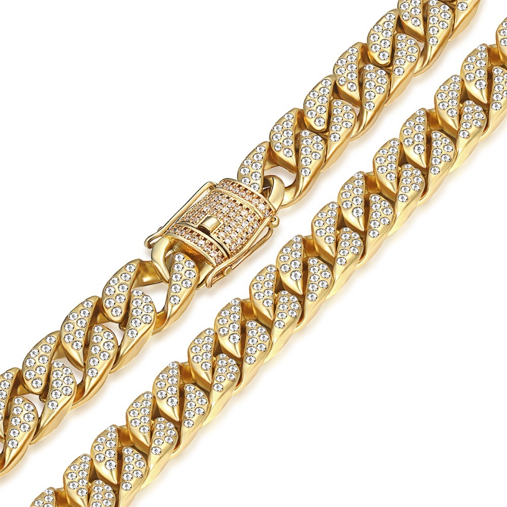 Men's Hip Hop Necklace Gold Miami Iced Out Cuban Link Chain Necklace Male Jewelry Dropshipping Gifts for Men 14mm 24inch KGN455 X0509
Men's Hip Hop Necklace Gold Miami Iced Out Cuban Link Chain Necklace Male Jewelry Dropshipping Gifts for Men 14mm 24inch KGN455 X0509