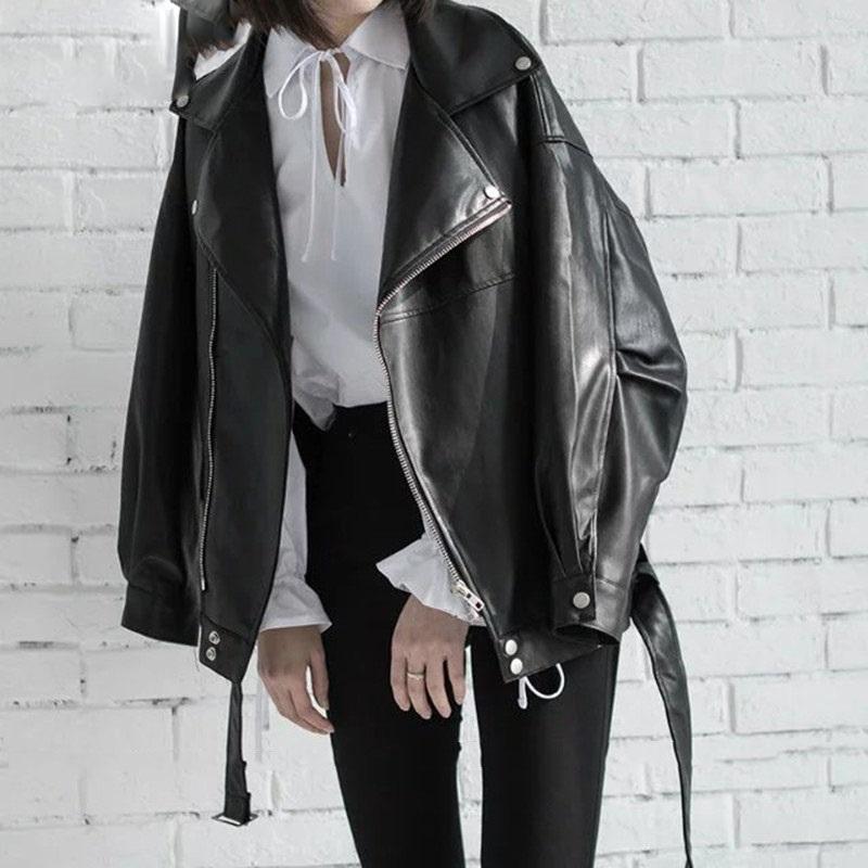 Women's Jackets High Quality 2021 Spring Black PU Leather Loose Turn-down Collar Zipper Fashion Wild Jacket LA938, Black;brown
Women's Jackets High Quality 2021 Spring Black PU Leather Loose Turn-down Collar Zipper Fashion Wild Jacket LA938, Black;brown